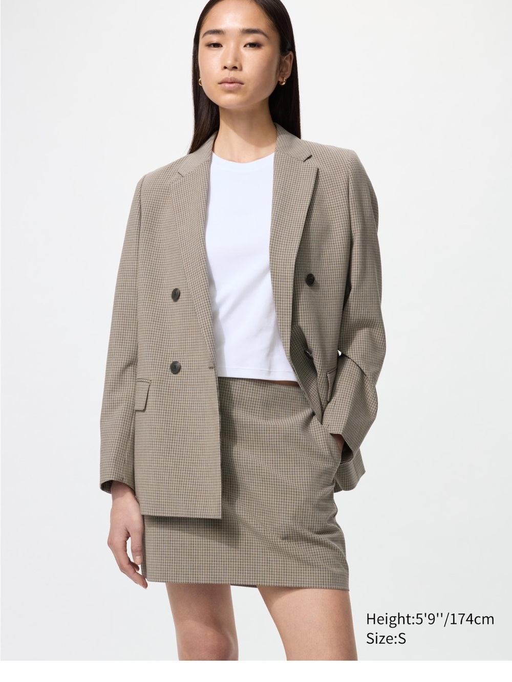Uniqlo Beige Mini Skirt with Matching Blazer Set